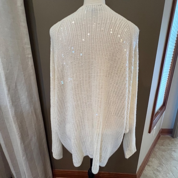 Express Women's Ivory Cream Sequined Batwing Sweater, Size XL - Picture 3 of 10